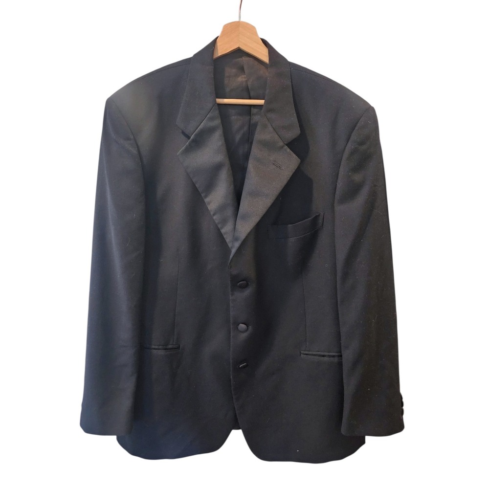 Vito Rufolo Mens Super 120s Wool Tuxedo Jacket Black Italy Notch Lapel Size 44
